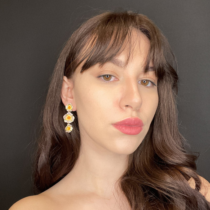 Palestro Milano Orecchini Trio di Fiori di Pavè