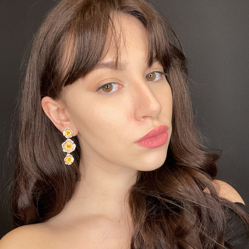 Palestro Milano Orecchini Trio di Fiori di Pavè