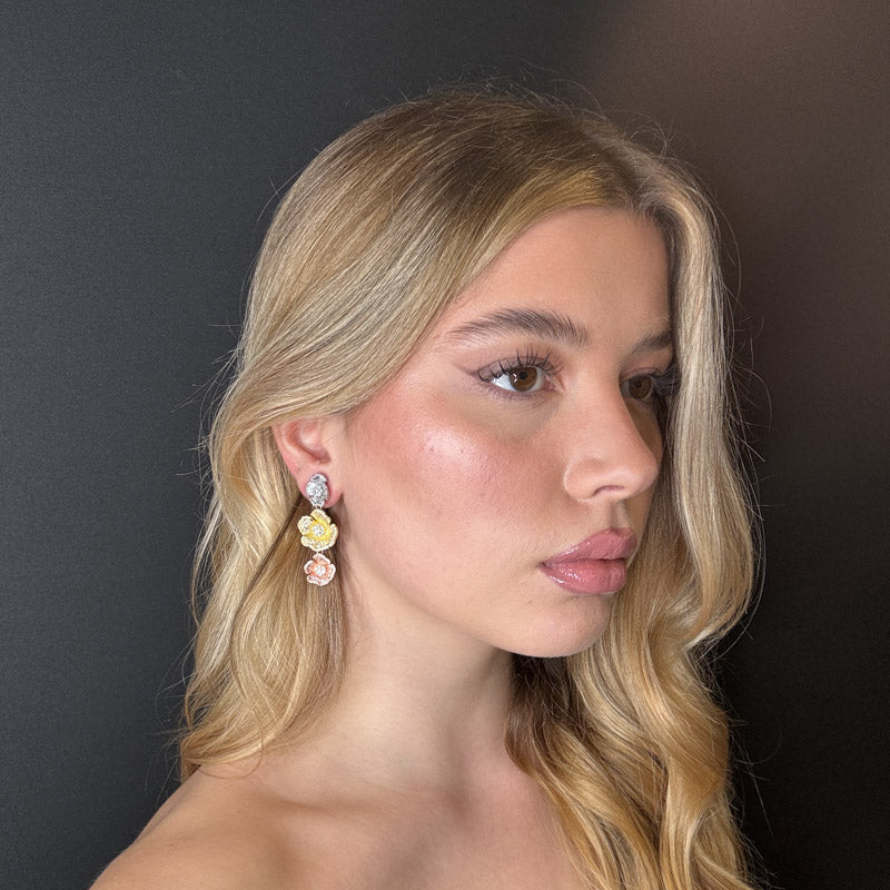 Palestro Milano Orecchini Trio di Fiori di Pavè