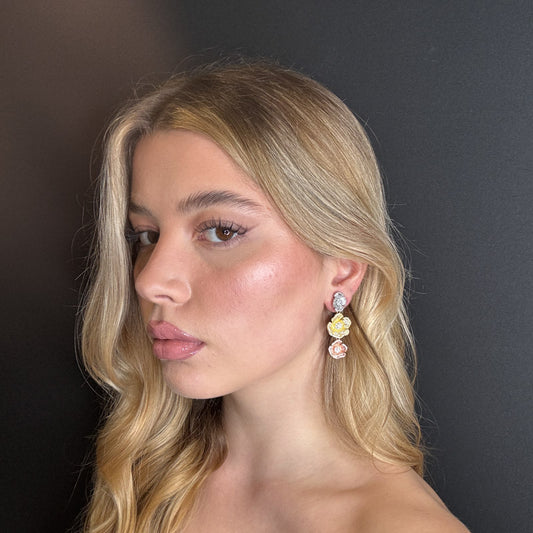 Palestro Milano Orecchini Trio di Fiori di Pavè