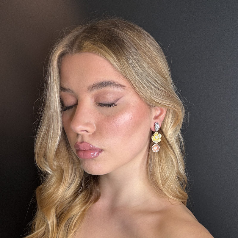 Palestro Milano Orecchini Trio di Fiori di Pavè