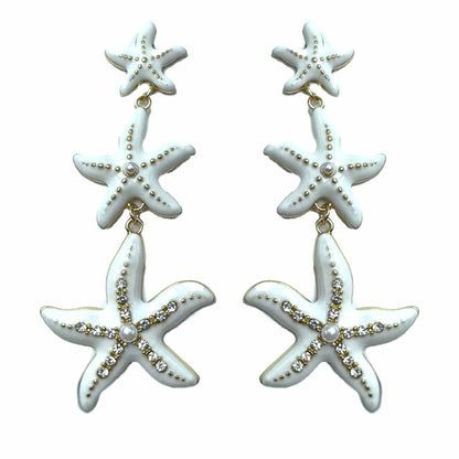 Palestro Milano Orecchini Trio di stelle marine con perle e zirconi