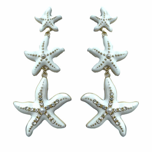 Palestro Milano Orecchini Trio di stelle marine con perle e zirconi