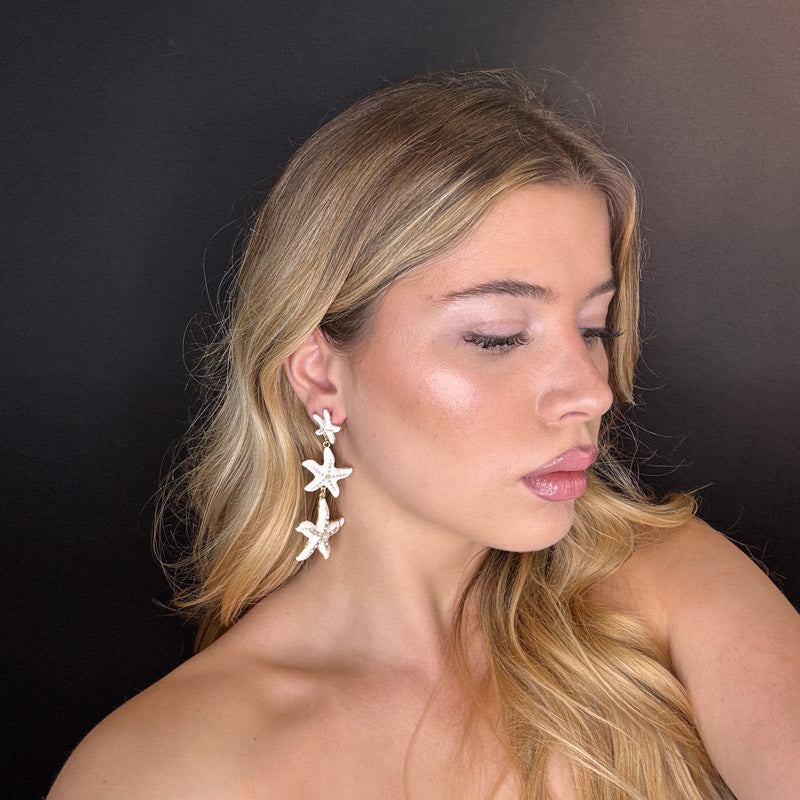 Palestro Milano Orecchini Trio di stelle marine con perle e zirconi