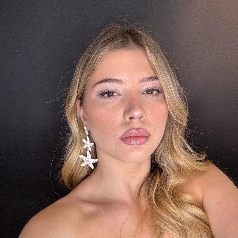 Palestro Milano Orecchini Trio di stelle marine con perle e zirconi