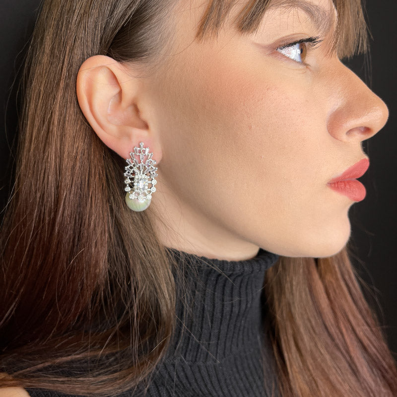 Palestro Milano Orecchini Trionfo di zirconi con perla