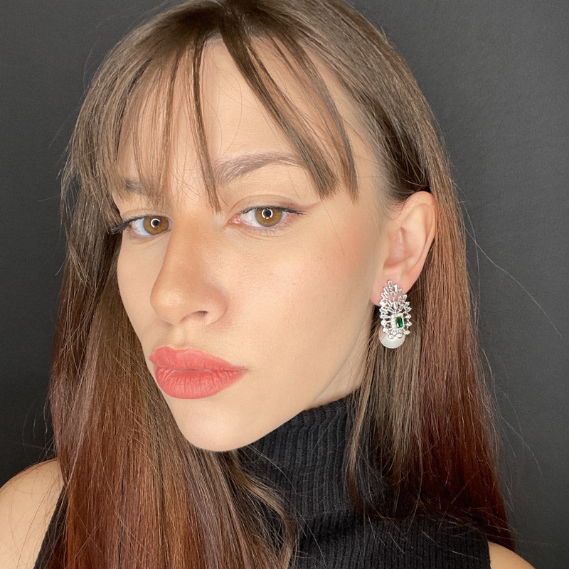 Palestro Milano Orecchini Trionfo di zirconi con perla