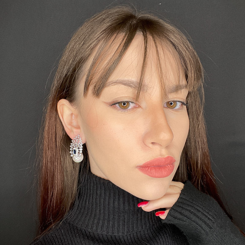 Palestro Milano Orecchini Trionfo di zirconi con perla