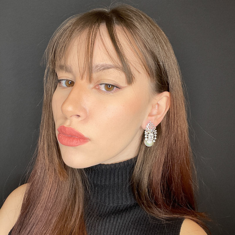 Palestro Milano Orecchini Trionfo di zirconi con perla