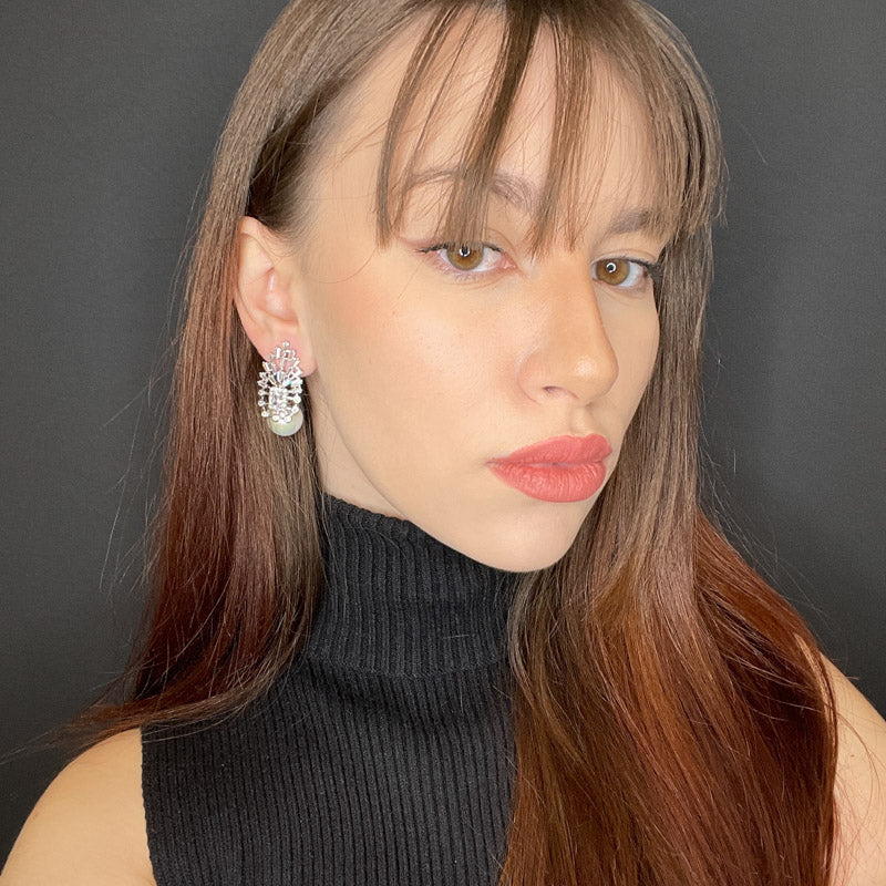 Palestro Milano Orecchini Trionfo di zirconi con perla