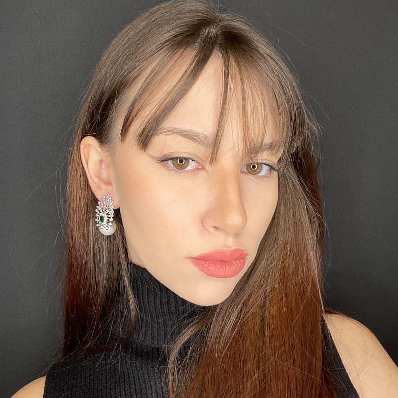 Palestro Milano Orecchini Trionfo di zirconi con perla