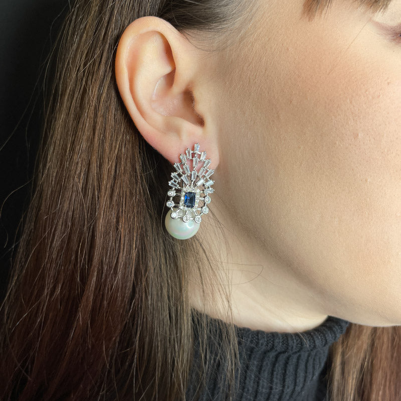 Palestro Milano Orecchini Trionfo di zirconi con perla