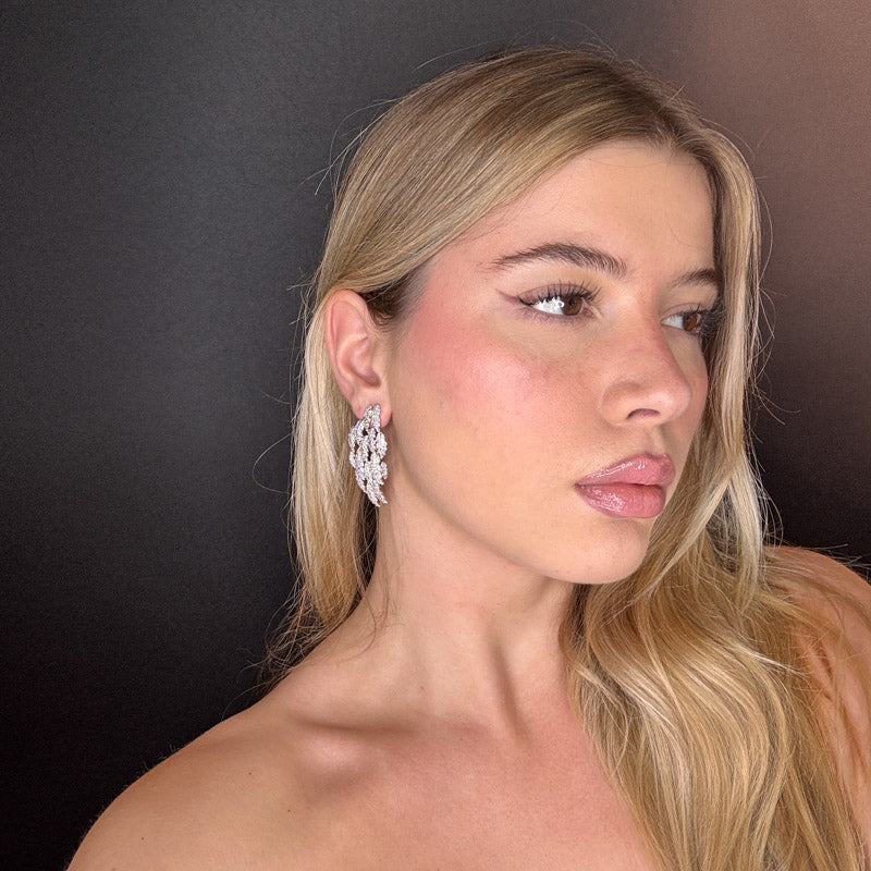 Palestro Milano Orecchini Tripudio di foglie pavè - Linea Premium