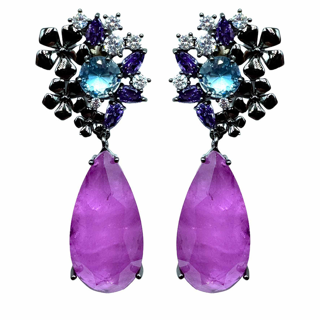 Palestro Milano Orecchini Tripudio Violet con Goccia Fucsia