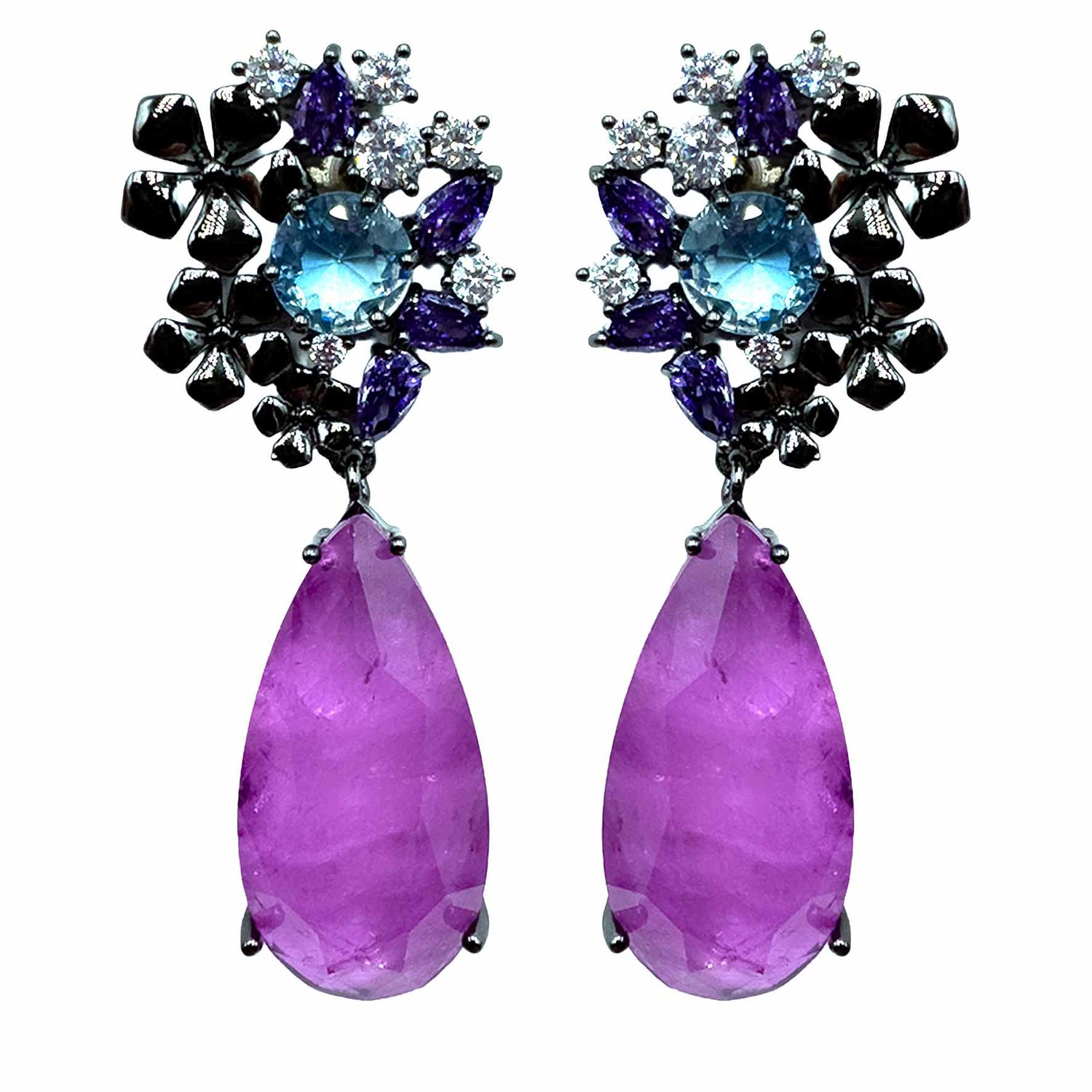 Palestro Milano Orecchini Tripudio Violet con Goccia Fucsia