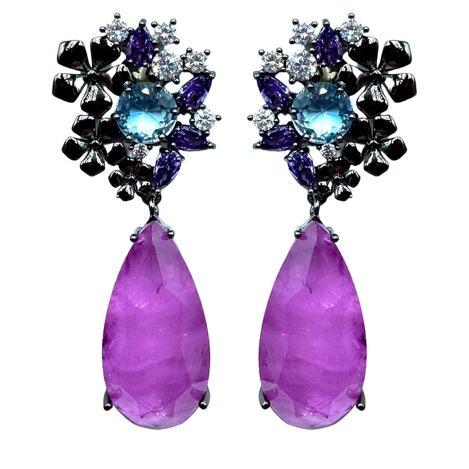 Palestro Milano Orecchini Tripudio Violet con Goccia Fucsia