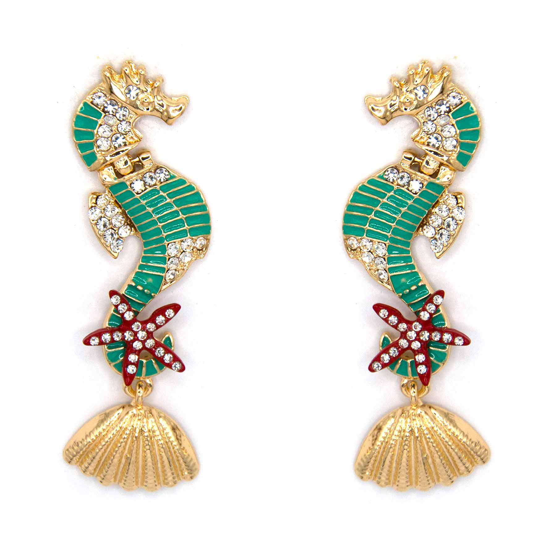 Palestro Milano Orecchini Verde Acqua Cavallucci di mare - New Collection 2023