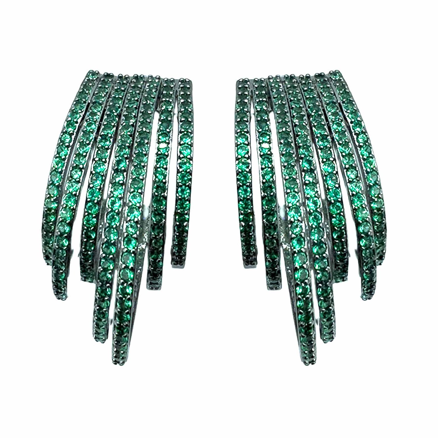 Palestro Milano Orecchini Verde - base dark Multi Cerchi di Pavè