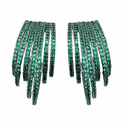 Palestro Milano Orecchini Verde - base dark Multi Cerchi di Pavè