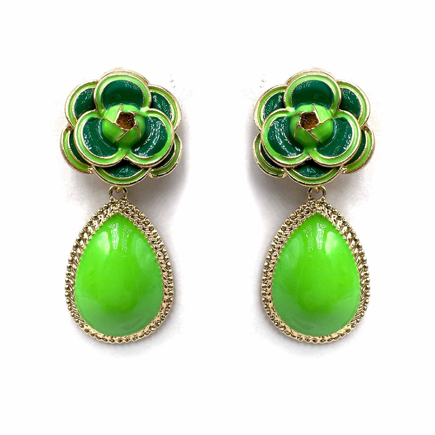 Palestro Milano Orecchini Verde Camelia con goccia