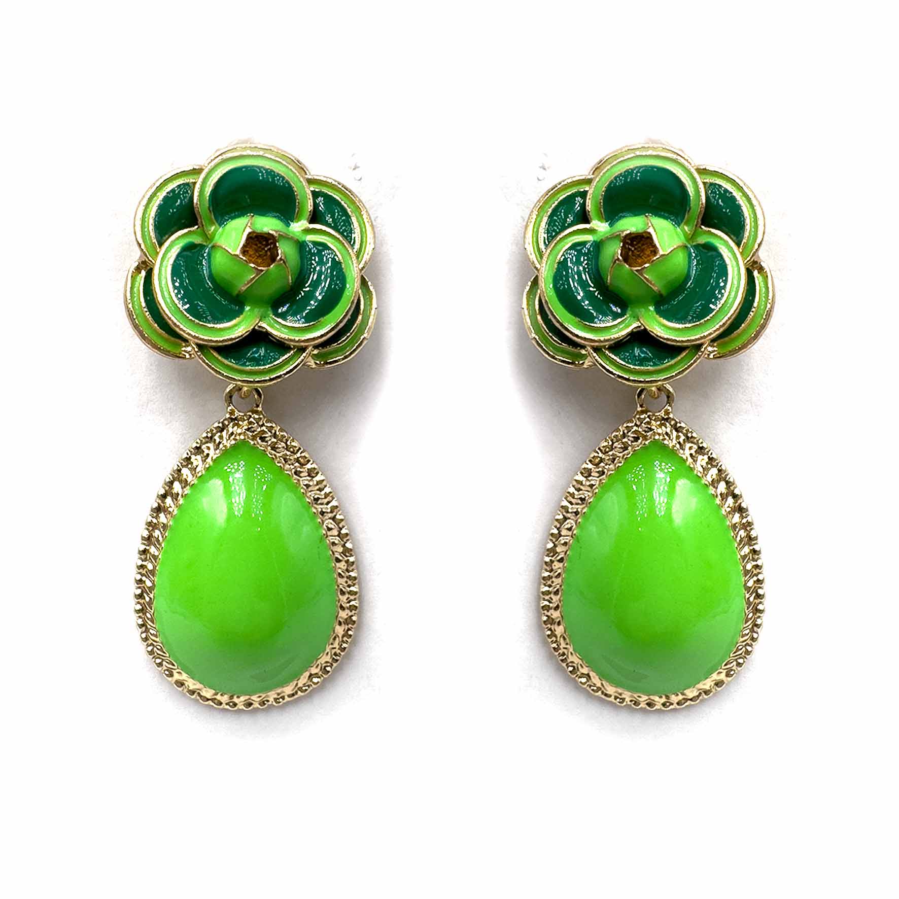 Palestro Milano Orecchini Verde Camelia con goccia
