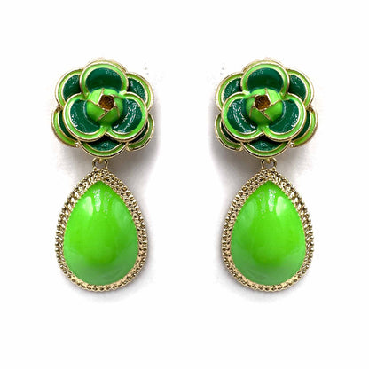 Palestro Milano Orecchini Verde Camelia con goccia