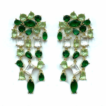 Palestro Milano Orecchini Verde Cascata geometrica di cristalli