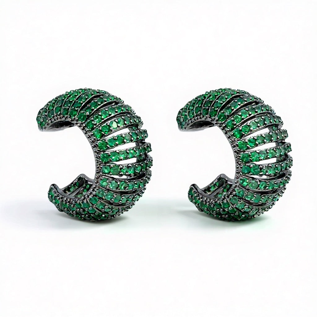 Palestro Milano Orecchini Verde Cerchi preziosi bombati