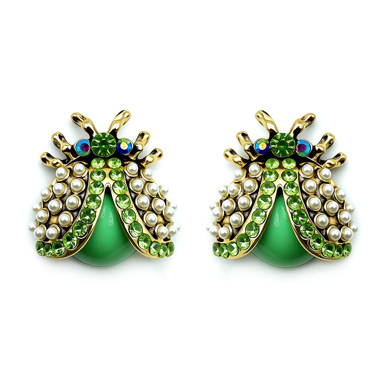 Palestro Milano Orecchini Verde Coccinelle di perline