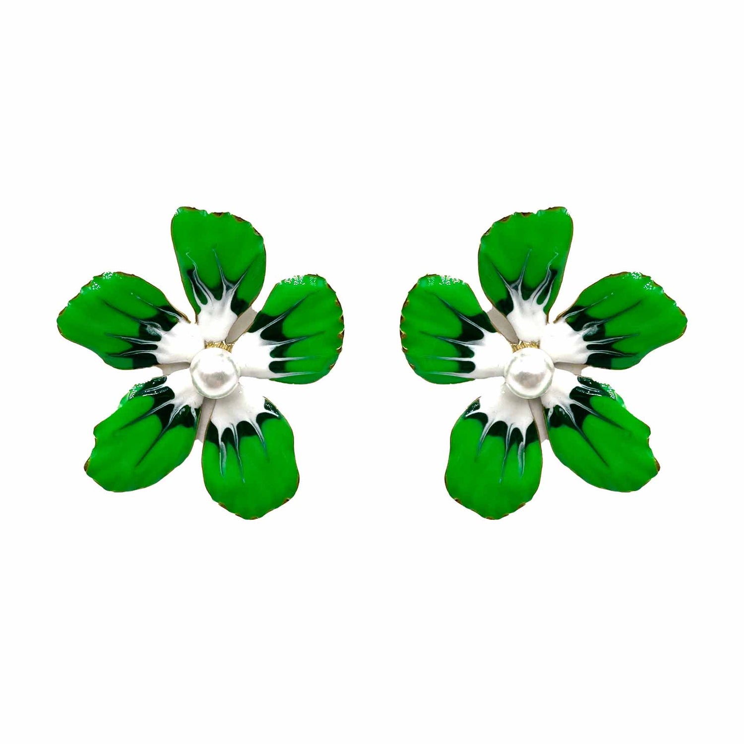 Palestro Milano Orecchini Verde Fiore con perlina