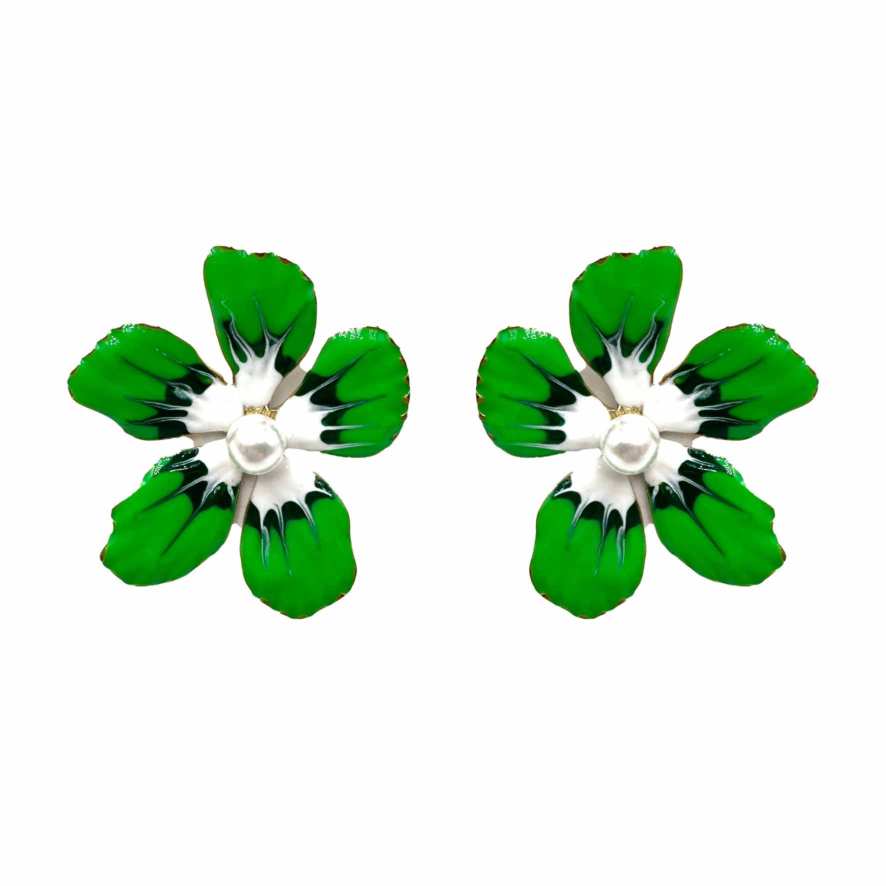Palestro Milano Orecchini Verde Fiore con perlina
