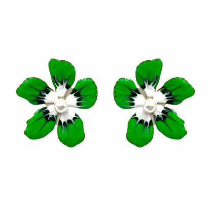 Palestro Milano Orecchini Verde Fiore con perlina
