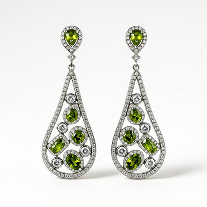 Palestro Milano Orecchini Verde Gocce di Pavè e Pietre Preziose