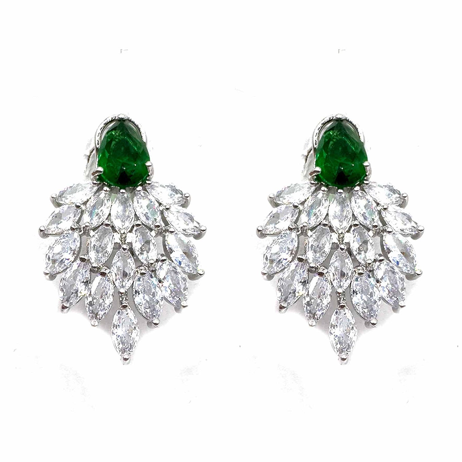 Palestro Milano Orecchini Verde Goccia colorata con coda di cristalli