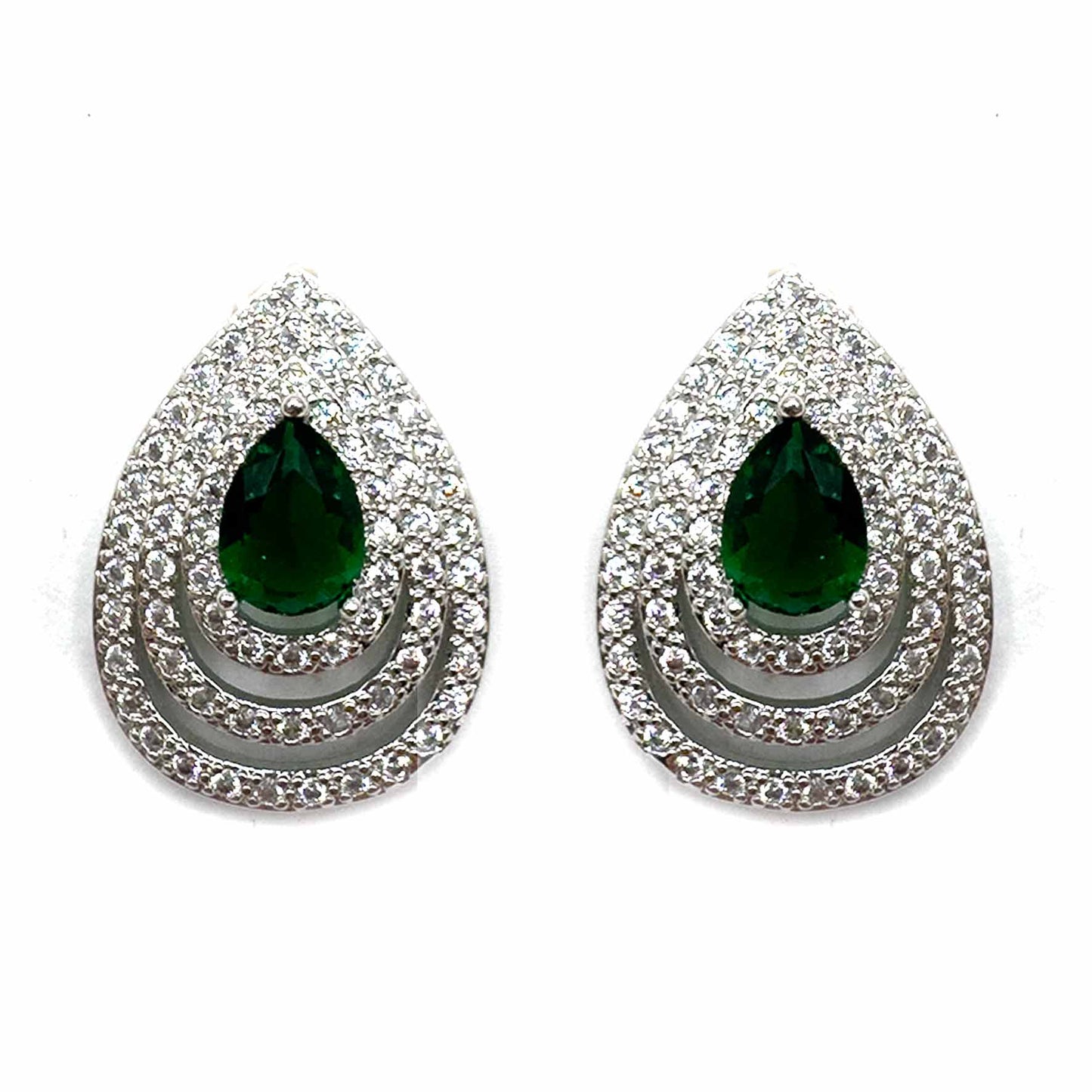 Palestro Milano Orecchini Verde Goccia concentrica di pavè