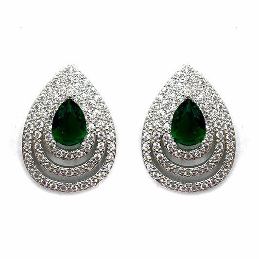 Palestro Milano Orecchini Verde Goccia concentrica di pavè
