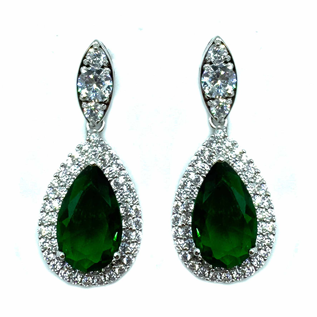 Palestro Milano Orecchini Verde Goccioline cristalli&amp;pavè
