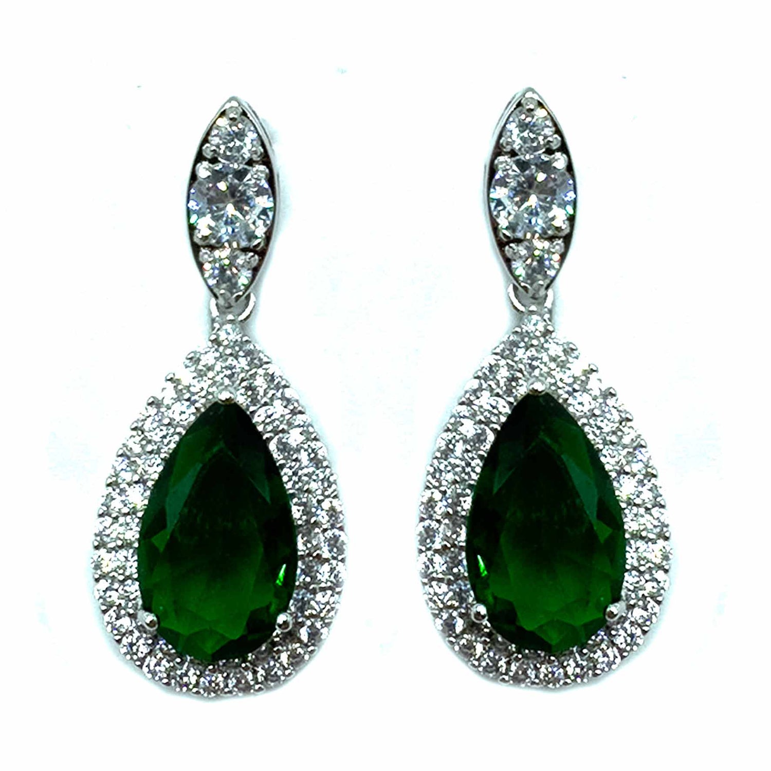Palestro Milano Orecchini Verde Goccioline cristalli&amp;pavè