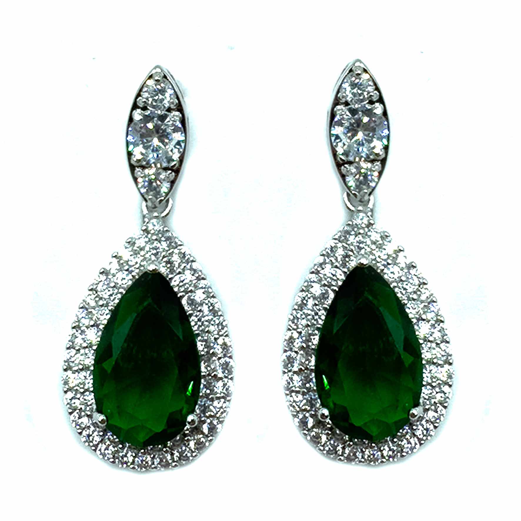 Palestro Milano Orecchini Verde Goccioline cristalli&amp;pavè