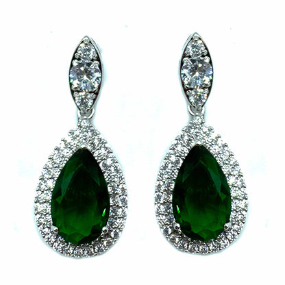 Palestro Milano Orecchini Verde Goccioline cristalli&amp;pavè