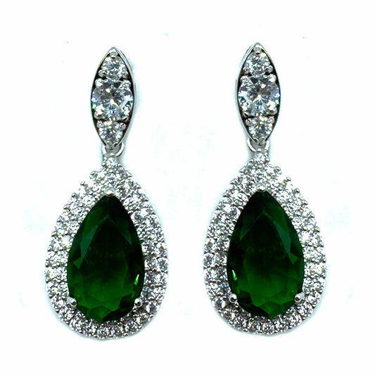 Palestro Milano Orecchini Verde Goccioline cristalli&pavè