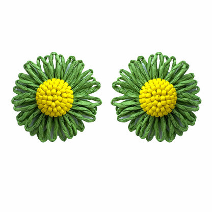 Palestro Milano Orecchini Verde Margherite colorate in rafia - classic edition