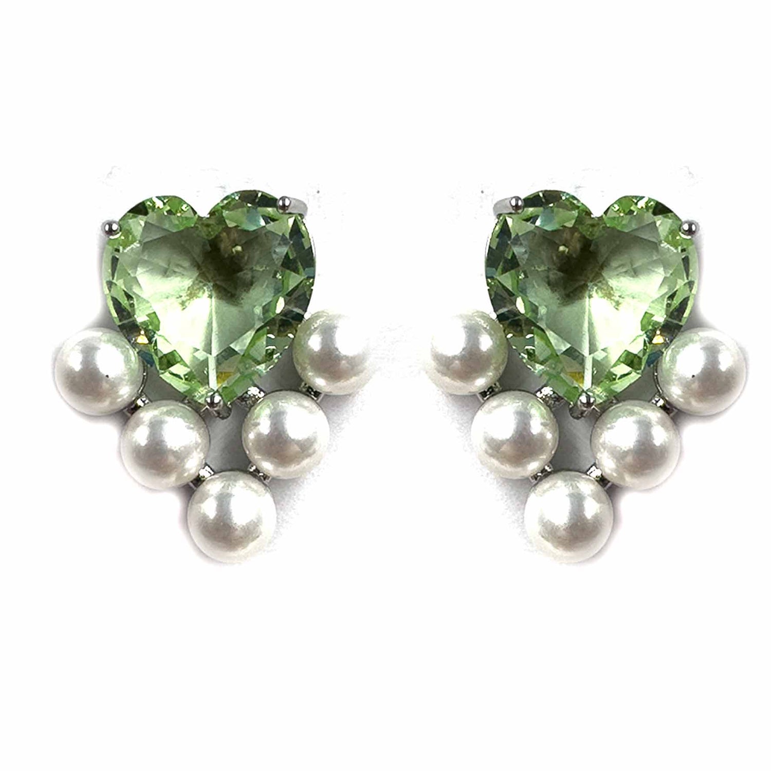 Palestro Milano Orecchini Verde Menta Cuore Vitreo