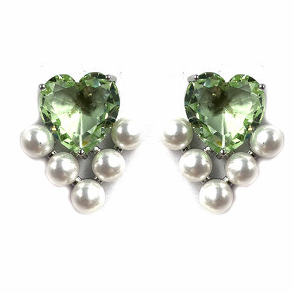 Palestro Milano Orecchini Verde Menta Cuore Vitreo