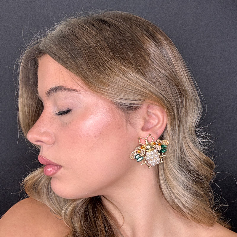 Palestro Milano Orecchini Verde Mosca di perle