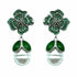 Palestro Milano Orecchini Verde Peonia di pavè con perla pendente