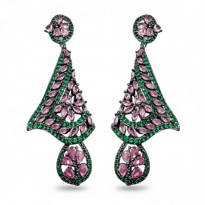 Palestro Milano Orecchini Verde Pink Velo di Pavè