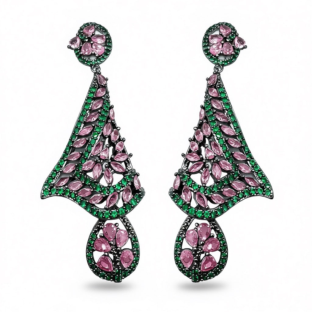 Palestro Milano Orecchini Verde Pink Velo di Pavè