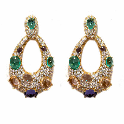 Palestro Milano Orecchini Verde/Pink/Viola Ovali preziosi