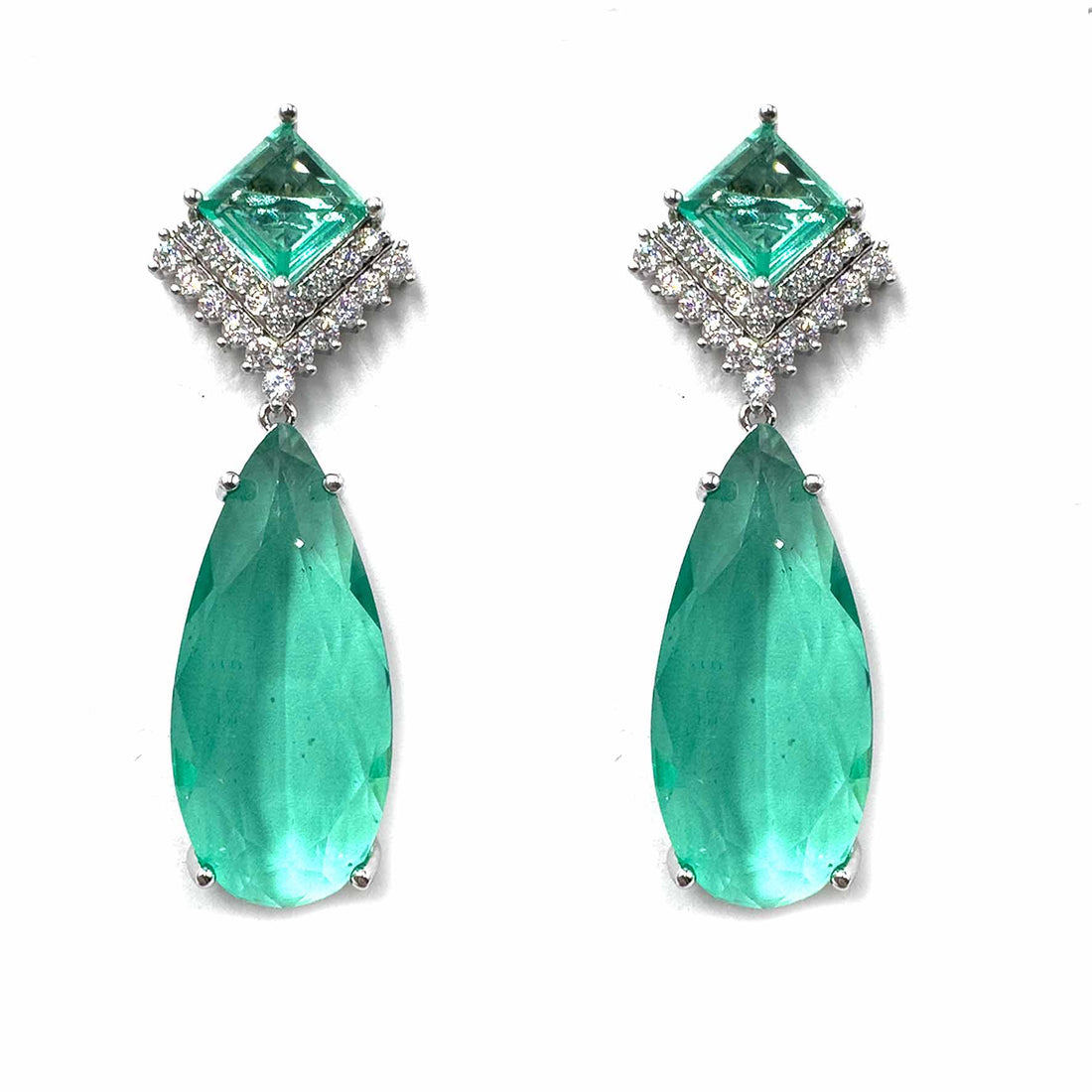 Palestro Milano Orecchini Verde Rombo con goccia pendente